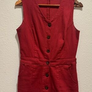 Red Button-Up Sleeveless Dress Christmas holiday